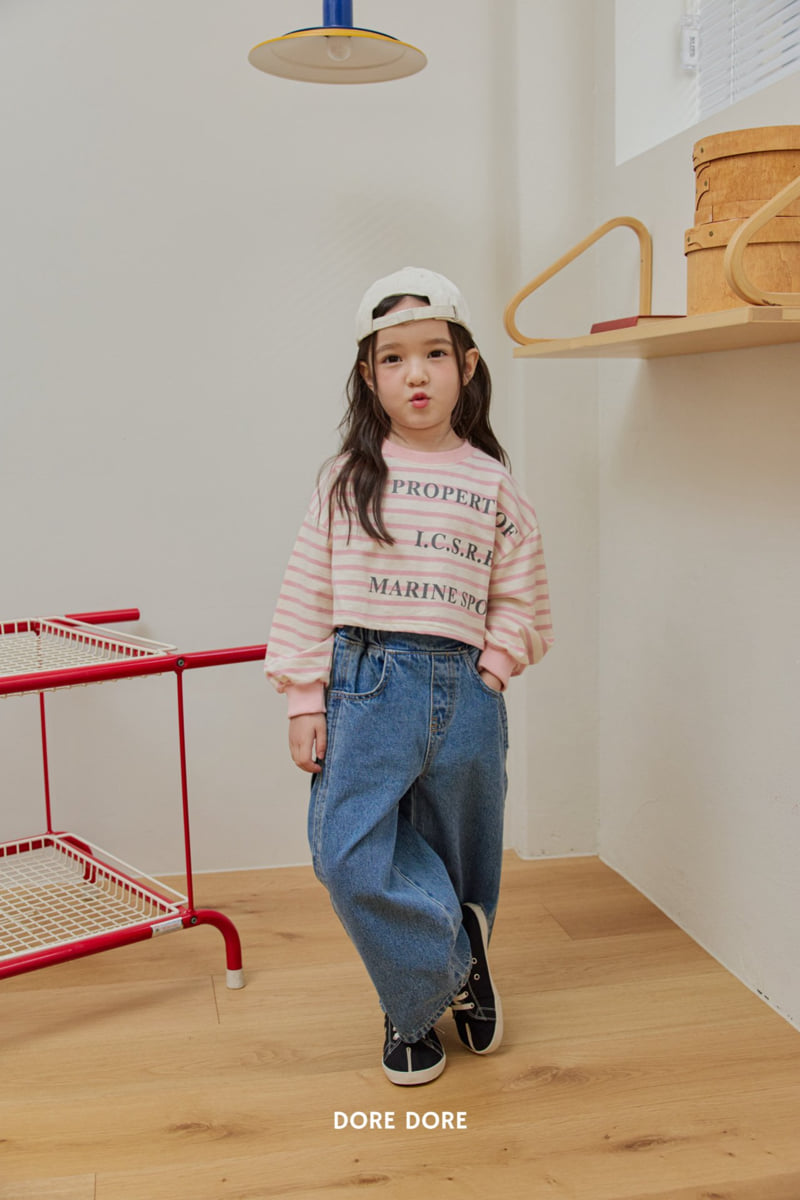 Dore Dore - Korean Children Fashion - #minifashionista - Striped Lettering Crop Tee - 7