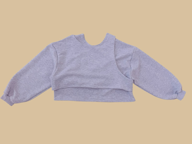 Dore Dore - Korean Children Fashion - #minifashionista - Crop Slit Sweatshirt - 4