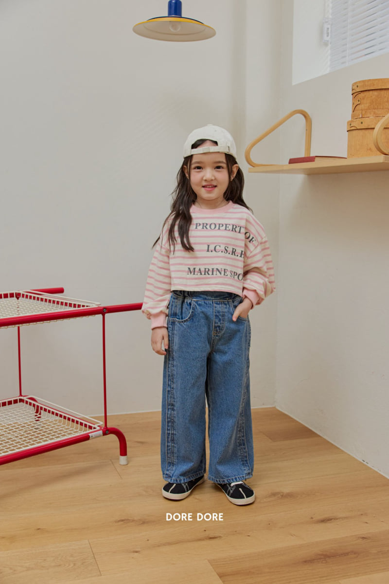 Dore Dore - Korean Children Fashion - #prettylittlegirls - Striped Lettering Crop Tee - 8
