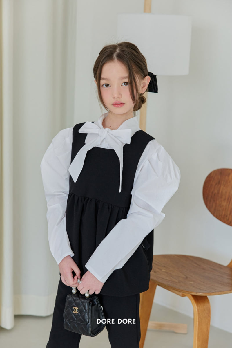 Dore Dore - Korean Children Fashion - #toddlerclothing - Ribbon Puff Blouse - 11