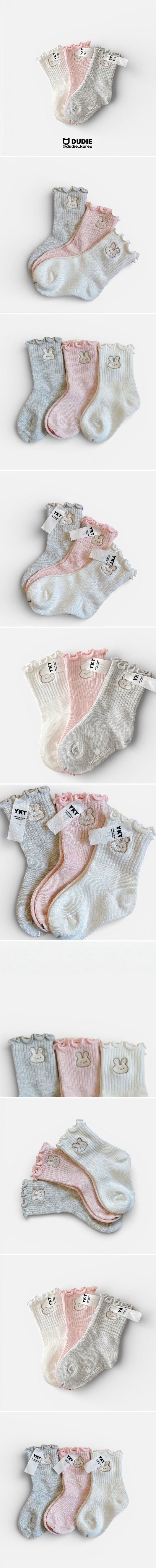 Dudie - Korean Children Fashion - #childofig - White Bunny Socks (set of 3)
