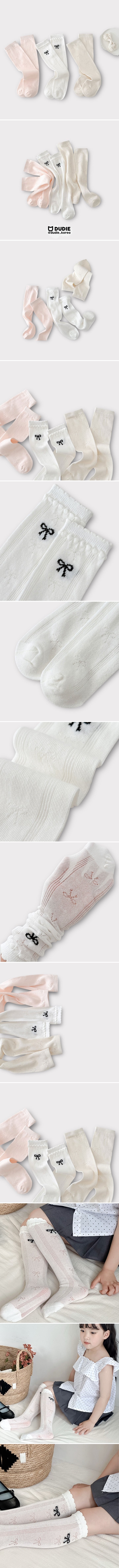 Dudie - Korean Children Fashion - #childrensboutique - One Ribbon Socks (set of 3)