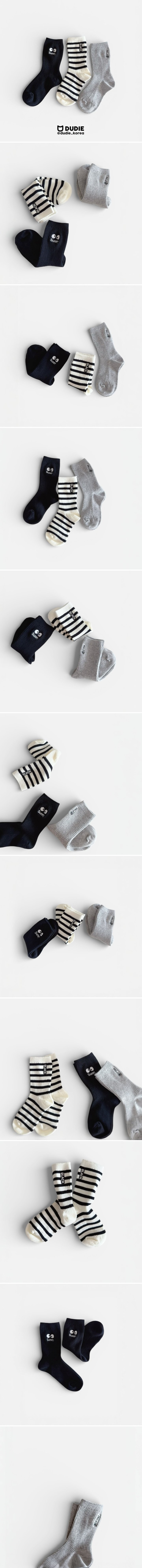 Dudie - Korean Children Fashion - #designkidswear - Sunny Eye Socks (set of 3)