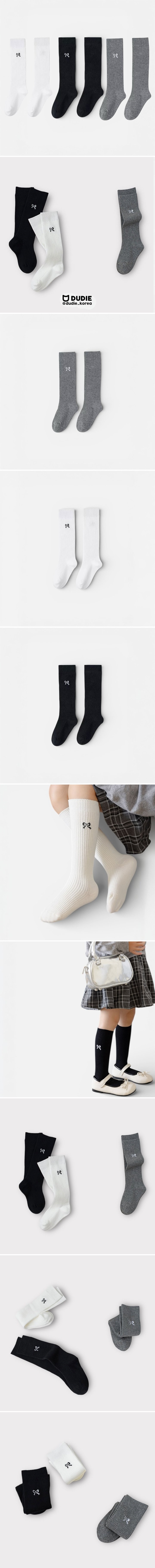 Dudie - Korean Children Fashion - #discoveringself - Ribbon Knee Socks (set of 3)