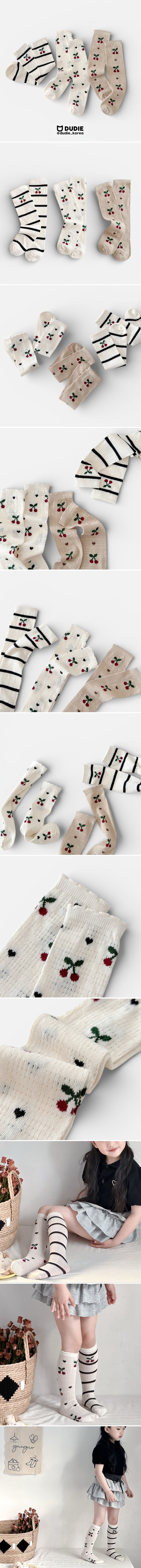 Dudie - Korean Children Fashion - #kidsstore - Cherry Che Socks (set of 3)