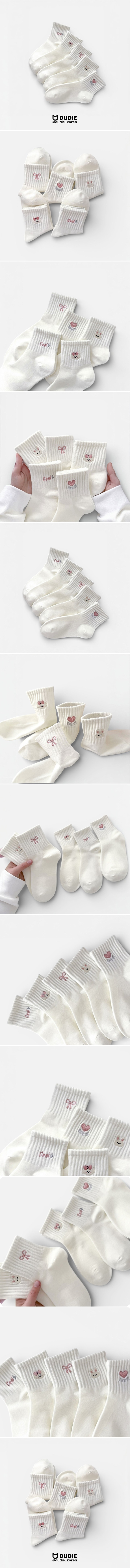 Dudie - Korean Children Fashion - #minifashionista - All Q Socks (set of 5)