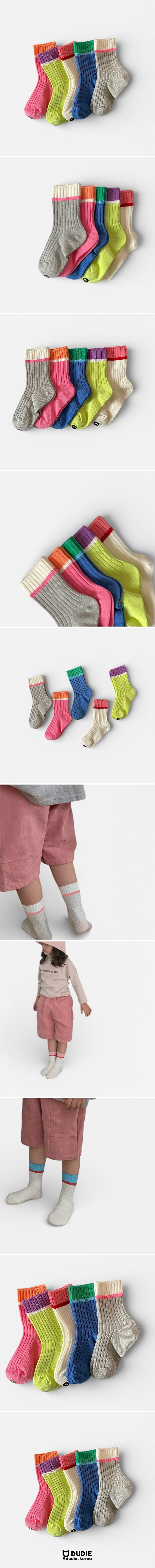 Dudie - Korean Children Fashion - #stylishchildhood - Three Point Socks (set of 5)