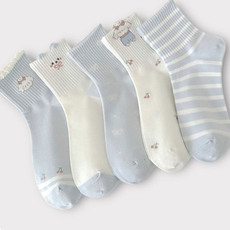 Dudie - Korean Children Fashion - #toddlerclothing - Cherry Mong Set (set of 5) - 8