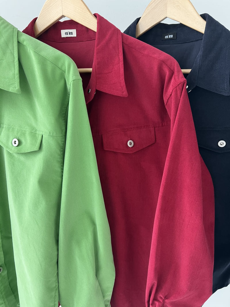 Enten - Korean Women Fashion - #womensfashion - Corduroy Shirt - 12