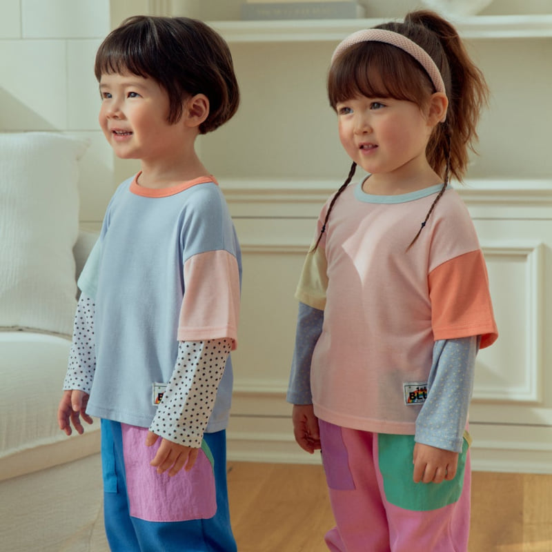 Firstblue - Korean Children Fashion - #Kfashion4kids - Double-Sleeve Contrast Tee - 6