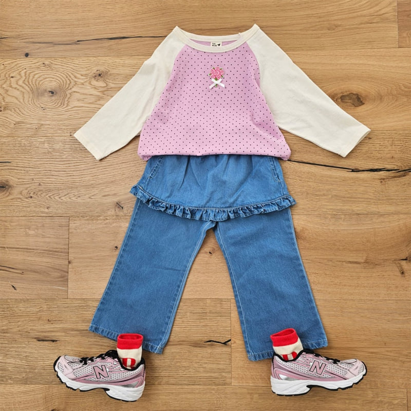 Firstblue - Korean Children Fashion - #Kfashion4kids - Denim Skirt Cover Pants - 5