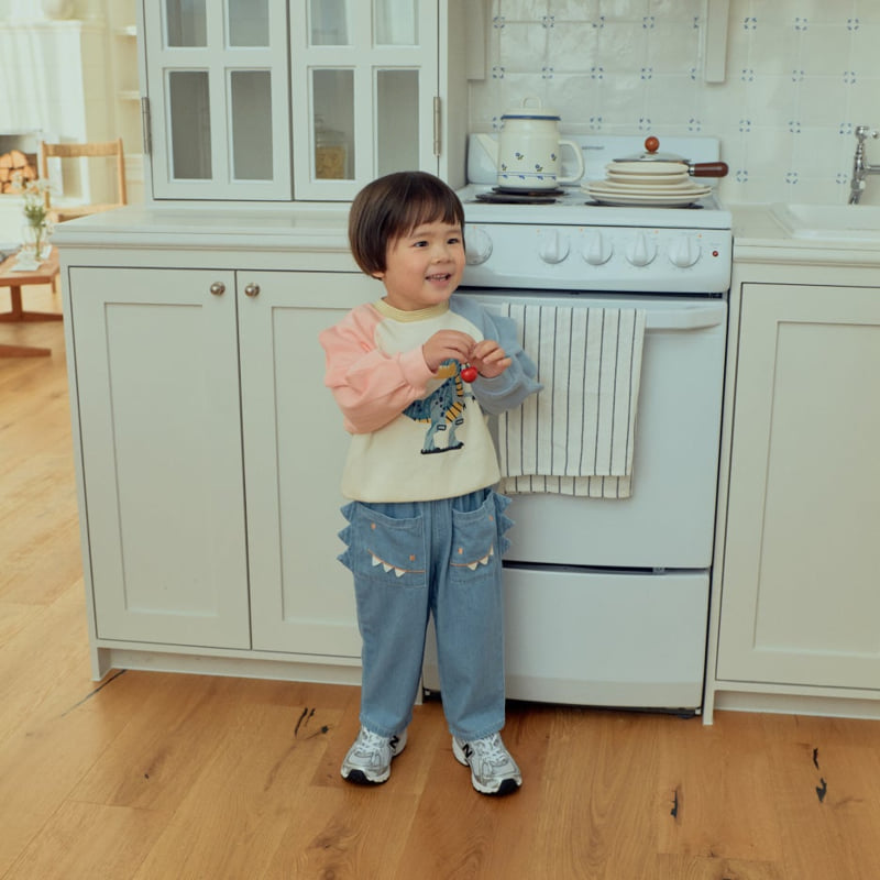 Firstblue - Korean Children Fashion - #kidzfashiontrend - Dino Denim Pants - 4