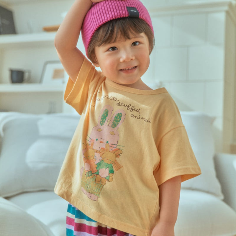 Firstblue - Korean Children Fashion - #childrensboutique - Rabbit Print Short Sleeve Tee - 2