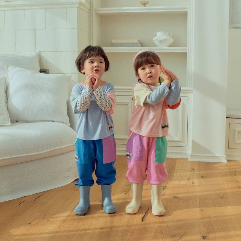 Firstblue - Korean Children Fashion - #kidsshorts - Double-Sleeve Contrast Tee - 3