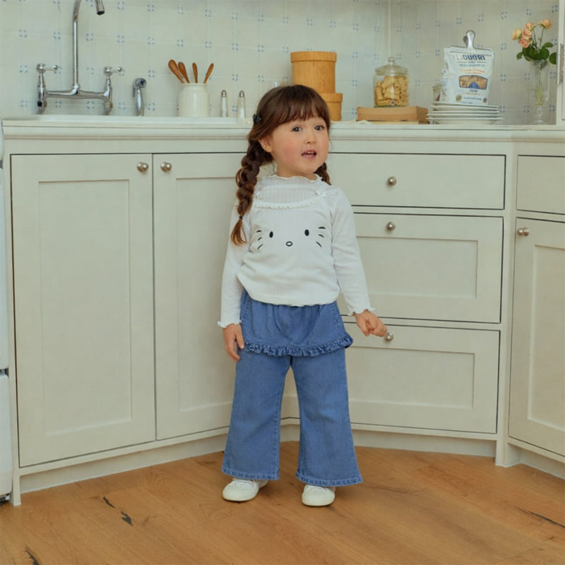 Firstblue - Korean Children Fashion - #kidsshorts - Denim Skirt Cover Pants - 2