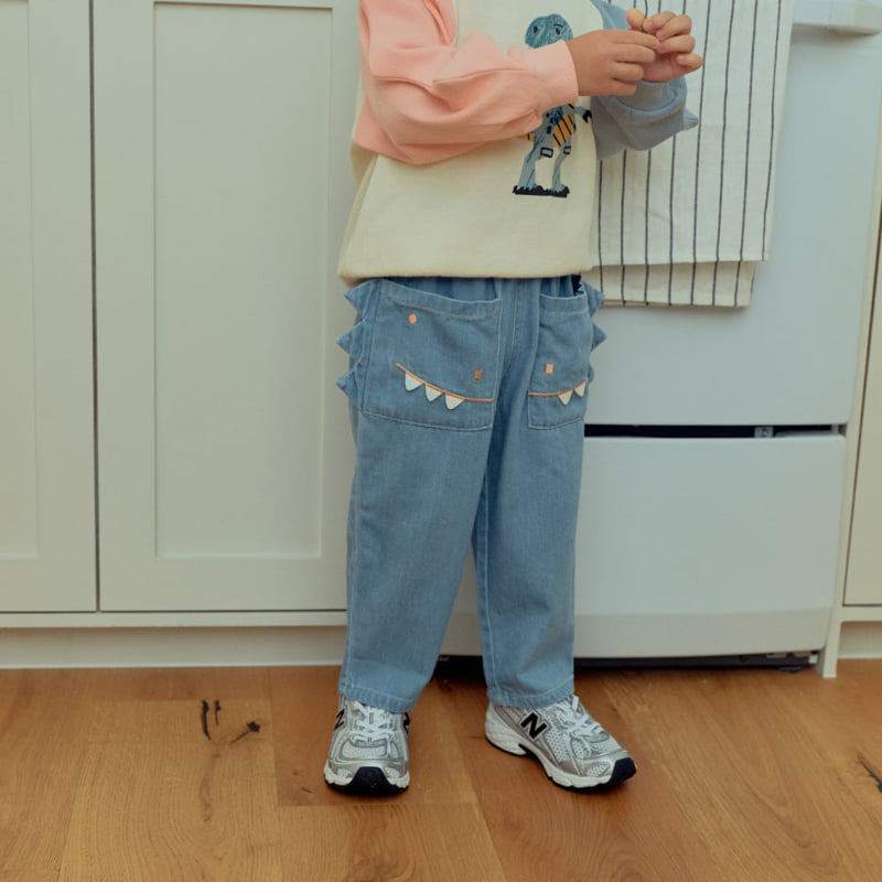 Firstblue - Korean Children Fashion - #kidsshorts - Dino Denim Pants