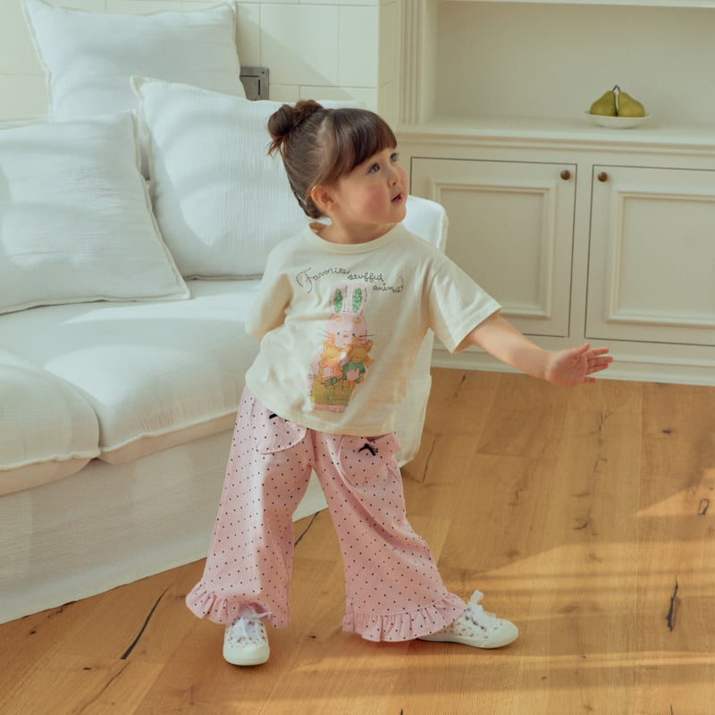 Firstblue - Korean Children Fashion - #kidsstore - Rabbit Print Short Sleeve Tee - 7