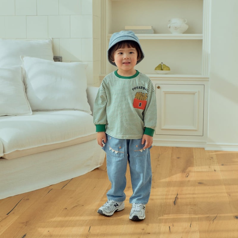 Firstblue - Korean Children Fashion - #kidsstore - Potato Stripe Tee - 2