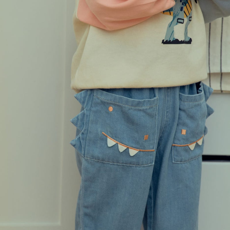 Firstblue - Korean Children Fashion - #kidsstore - Dino Denim Pants - 2