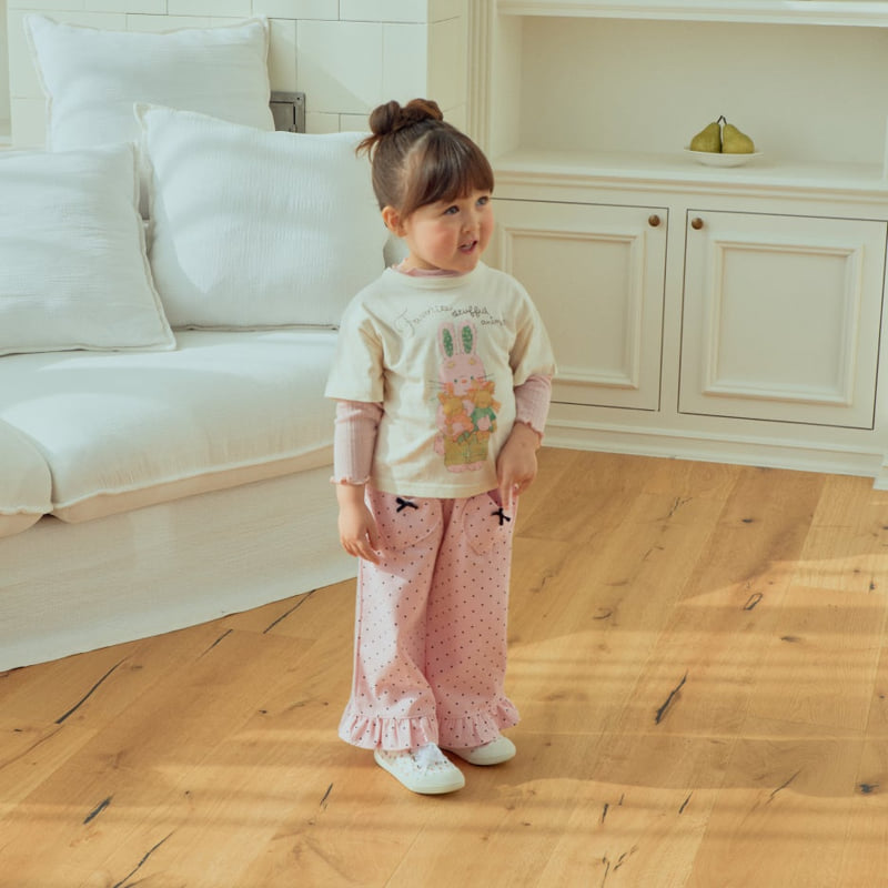 Firstblue - Korean Children Fashion - #kidzfashiontrend - Rabbit Print Short Sleeve Tee - 8