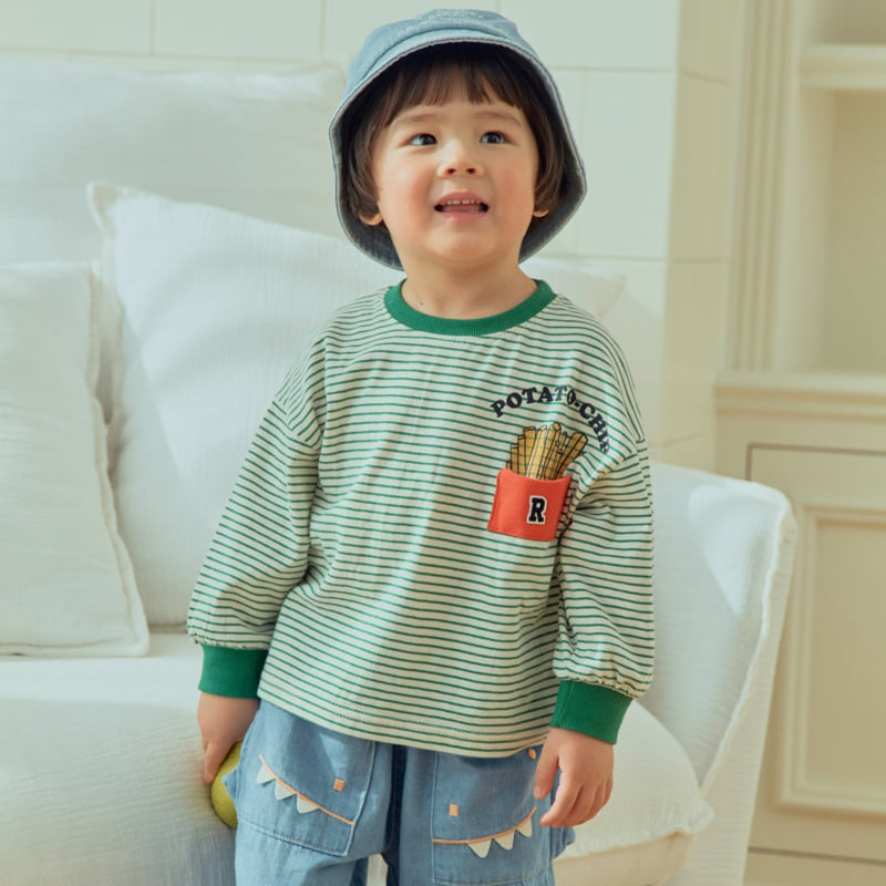 Firstblue - Korean Children Fashion - #kidzfashiontrend - Potato Stripe Tee - 3