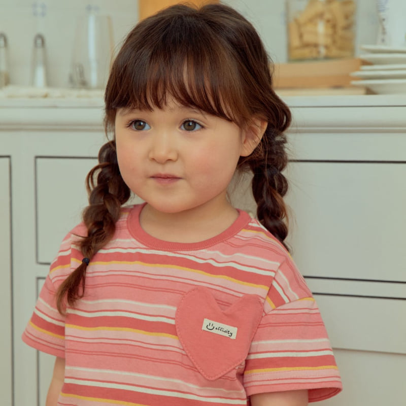 Firstblue - Korean Children Fashion - #kidzfashiontrend - Heart Pocket Stripe Tee - 2