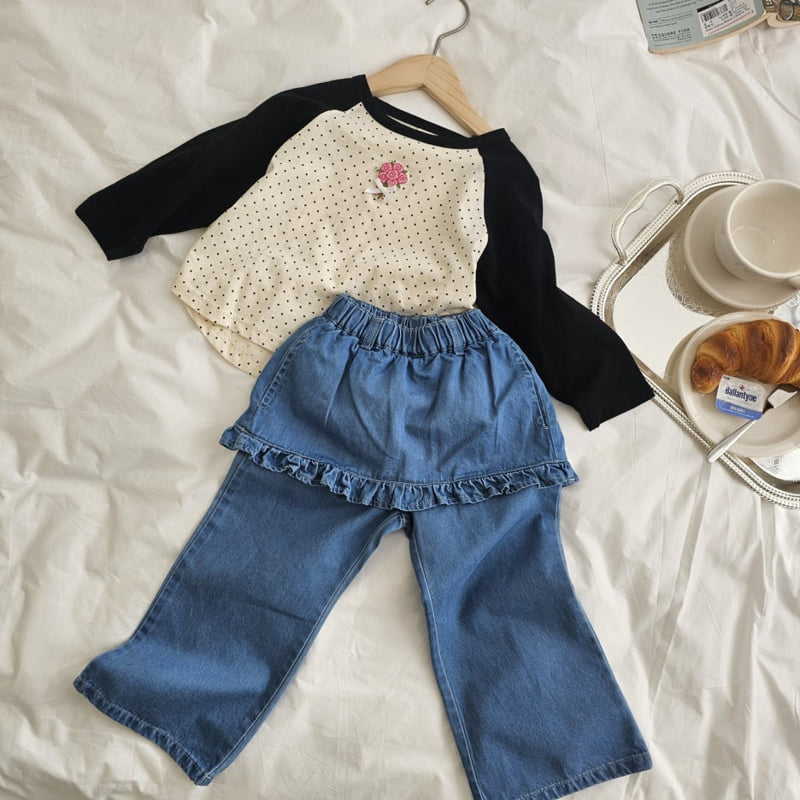 Firstblue - Korean Children Fashion - #kidsstore - Denim Skirt Cover Pants - 4