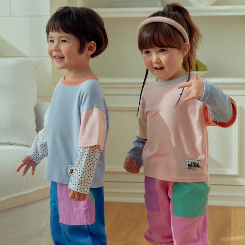 Firstblue - Korean Children Fashion - #littlefashionista - Double-Sleeve Contrast Tee - 7