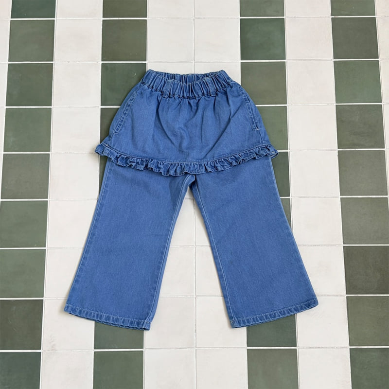 Firstblue - Korean Children Fashion - #littlefashionista - Denim Skirt Cover Pants - 6