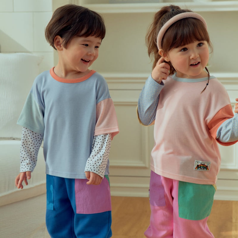 Firstblue - Korean Children Fashion - #magicofchildhood - Double-Sleeve Contrast Tee - 8