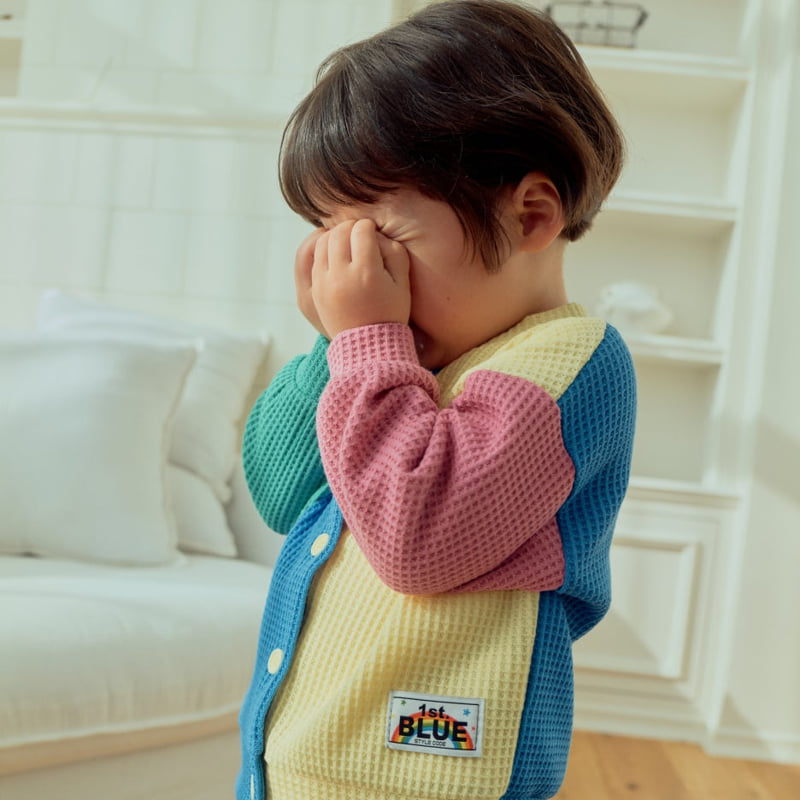 Firstblue - Korean Children Fashion - #todddlerfashion - Waffle Contrast Cardigan - 2