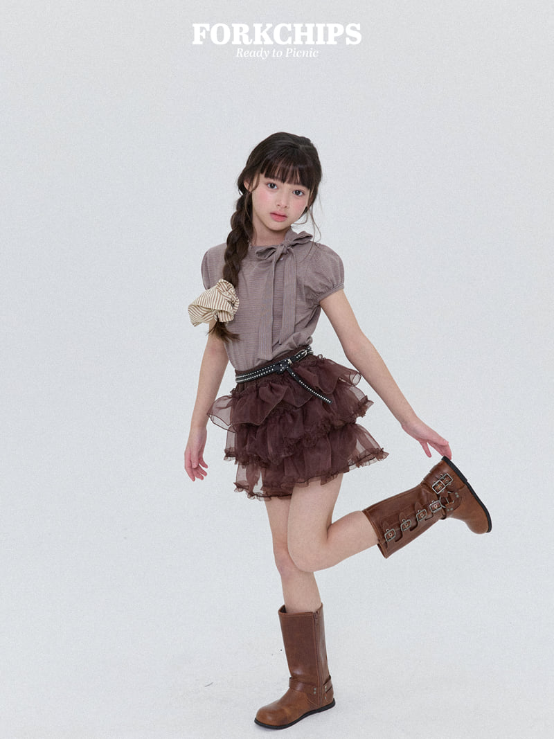 Fork Chips - Korean Children Fashion - #childofig - Caramel Ruffle Skirt - 11
