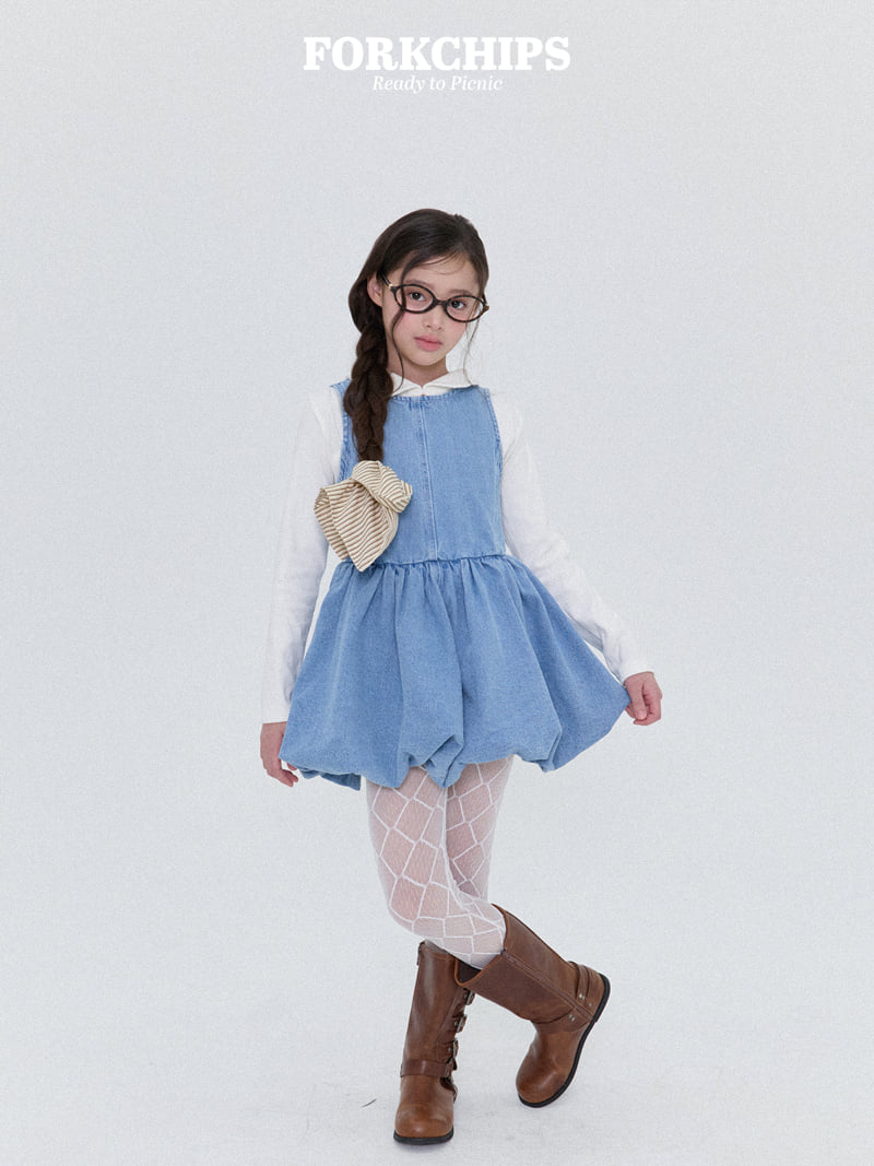 Fork Chips - Korean Children Fashion - #childofig - Baby Denim One-piece - 8