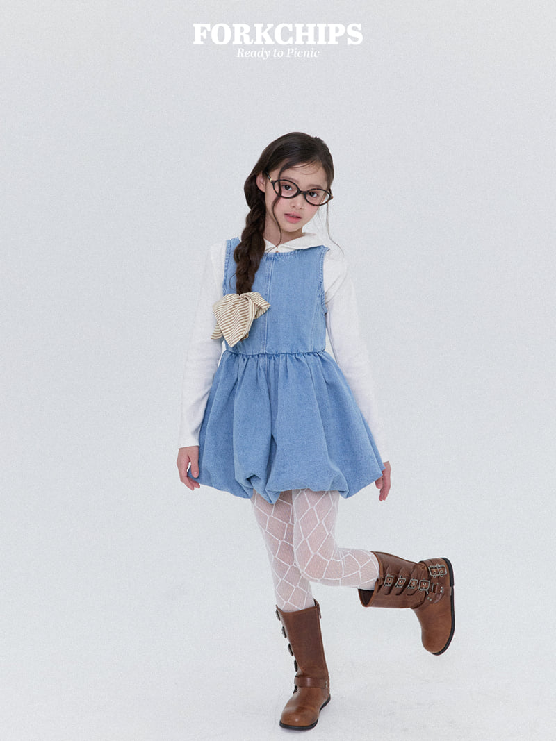 Fork Chips - Korean Children Fashion - #childrensboutique - Baby Denim One-piece - 9
