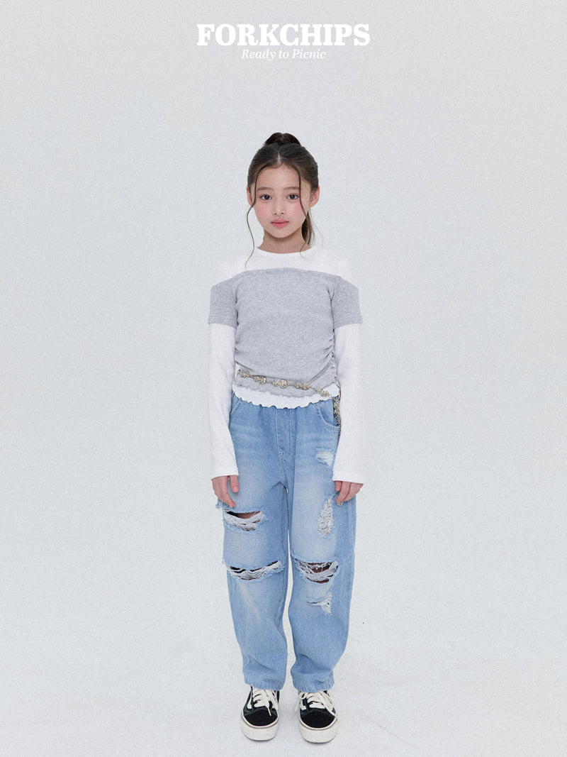 Fork Chips - Korean Children Fashion - #childrensboutique - High Vintage Denim Pants - 9
