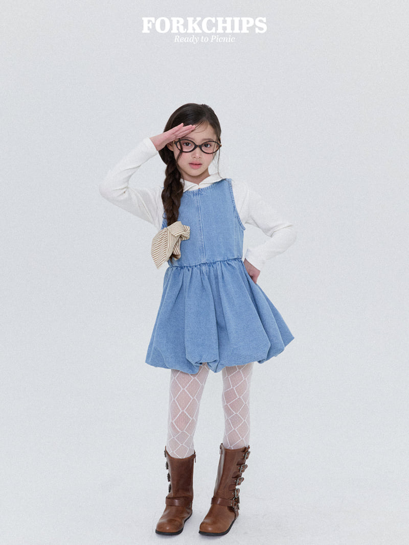 Fork Chips - Korean Children Fashion - #designkidswear - Baby Denim One-piece - 10