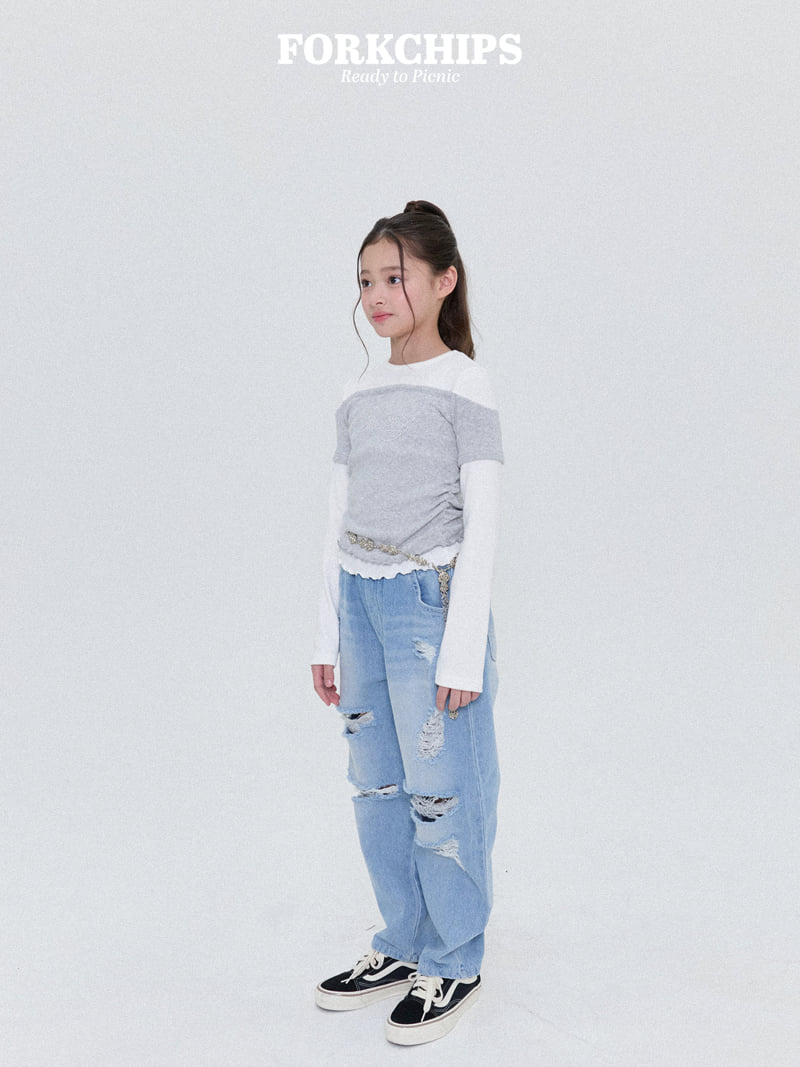 Fork Chips - Korean Children Fashion - #designkidswear - High Vintage Denim Pants - 10