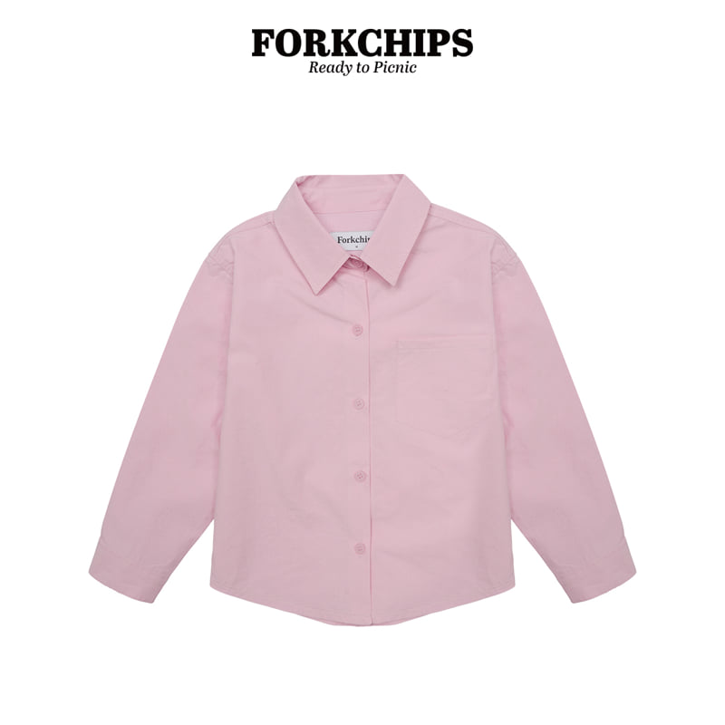 Fork Chips - Korean Children Fashion - #discoveringself - Ribbon Punching Shirt