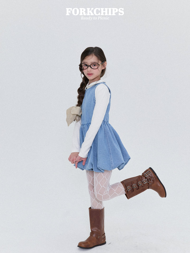 Fork Chips - Korean Children Fashion - #discoveringself - Baby Denim One-piece - 11