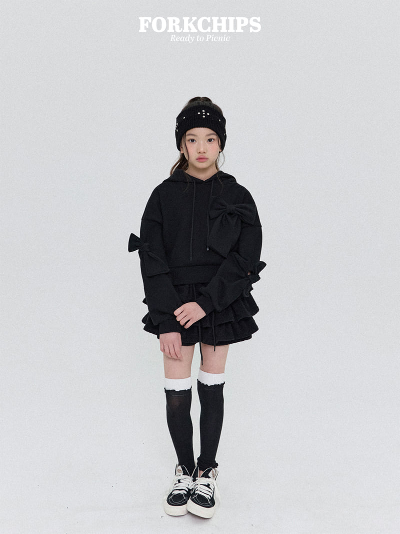 Fork Chips - Korean Children Fashion - #kidsshorts - Cross Ribbon Hoodie - 12