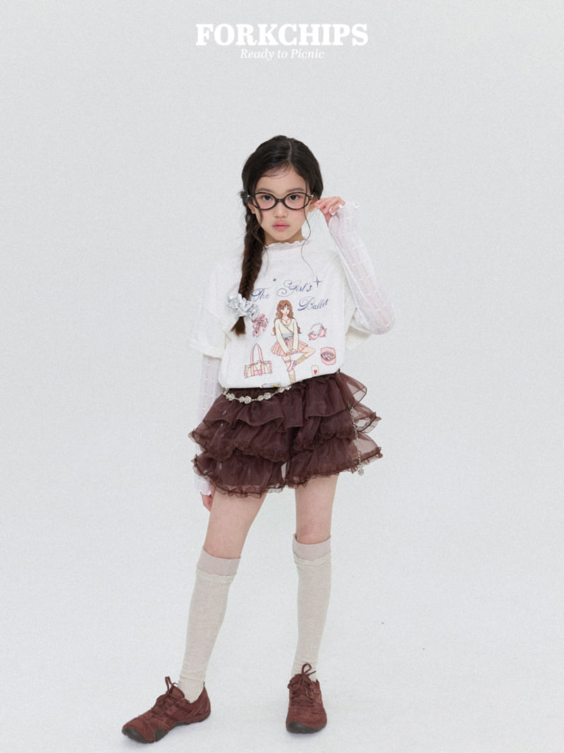 Fork Chips - Korean Children Fashion - #kidsshorts - Veil Layered Tee - 10