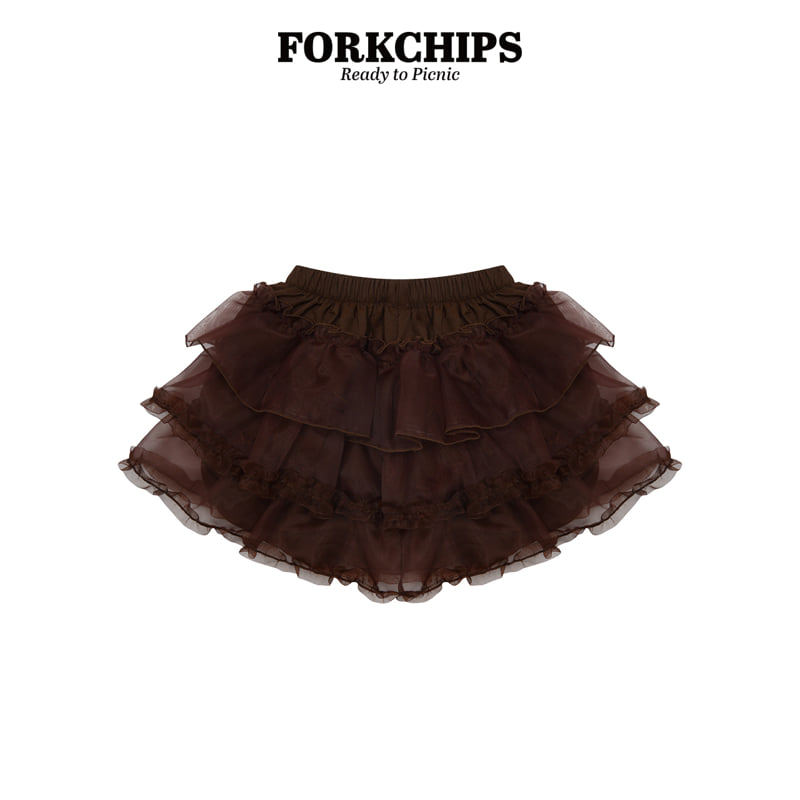 Fork Chips - Korean Children Fashion - #kidsshorts - Caramel Ruffle Skirt - 3