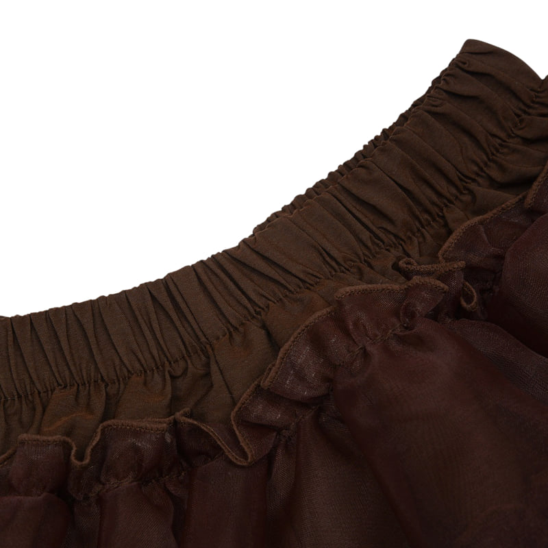 Fork Chips - Korean Children Fashion - #kidsshorts - Caramel Ruffle Skirt - 4