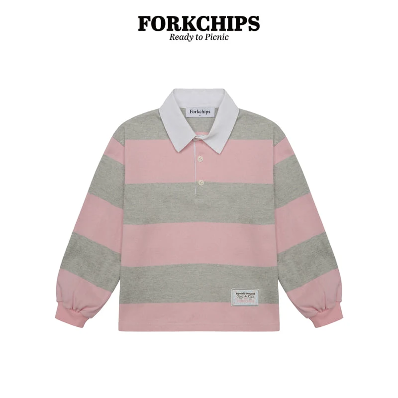 Fork Chips - Korean Children Fashion - #kidsstore - Pastel Collar Tee - 2