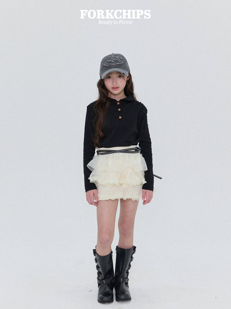 Fork Chips - Korean Children Fashion - #kidsstore - Dough Collar Tee - 11