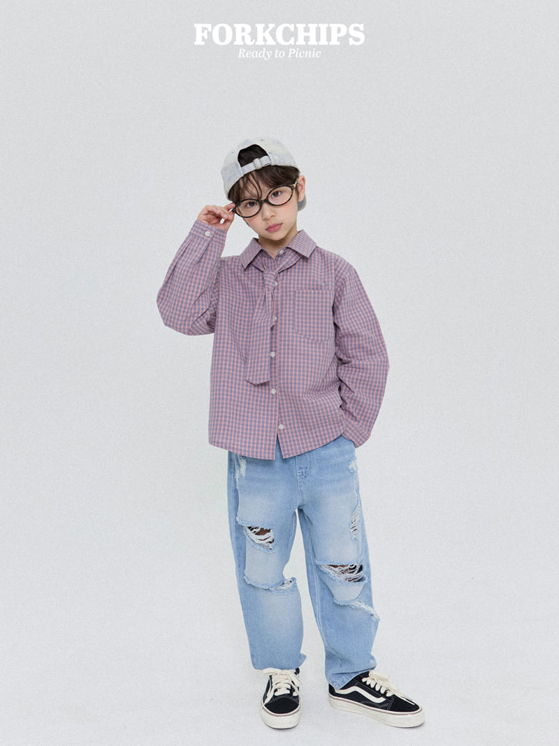Fork Chips - Korean Children Fashion - #kidsstore - Mile Check Shirt - 10