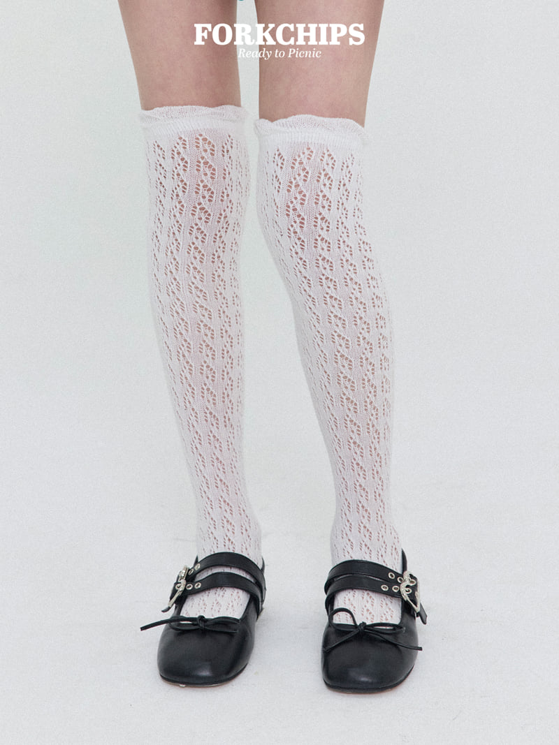 Fork Chips - Korean Children Fashion - #kidzfashiontrend - Eyelet Knee Socks - 7