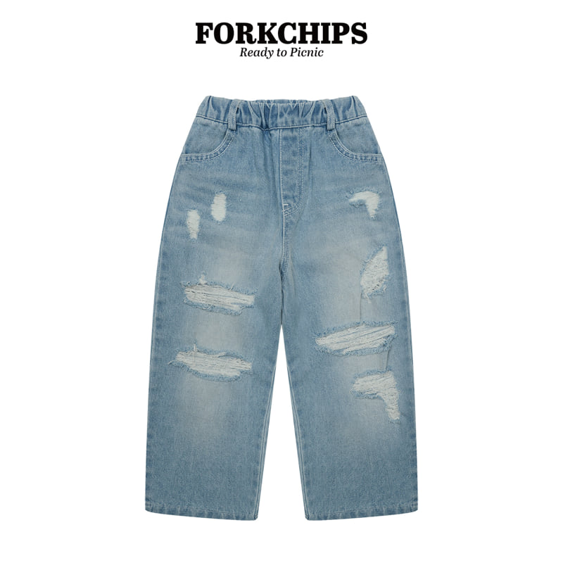 Fork Chips - Korean Children Fashion - #littlefashionista - High Vintage Denim Pants