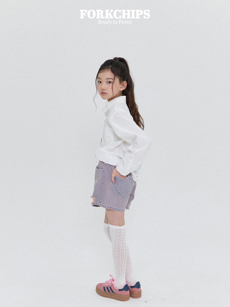 Fork Chips - Korean Children Fashion - #littlefashionista - Peach Heart Shorts - 10