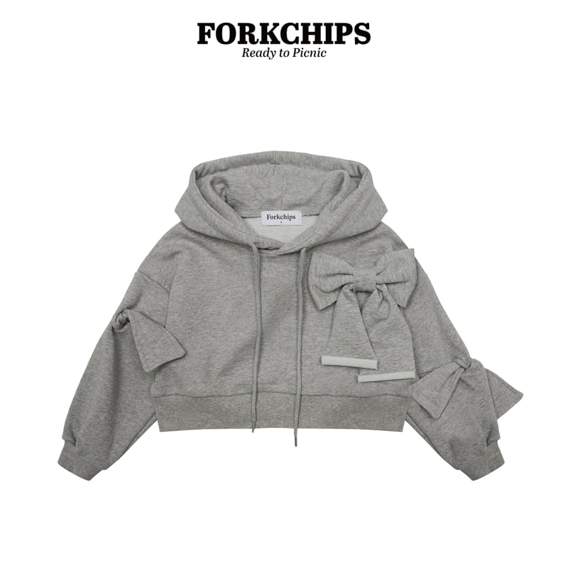 Fork Chips - Korean Children Fashion - #magicofchildhood - Cross Ribbon Hoodie